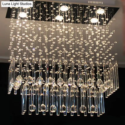 DecorBites™ Crystal Cascade Flush Light Simple 6-Light Nickel Fixture - Perfect for Restaurants