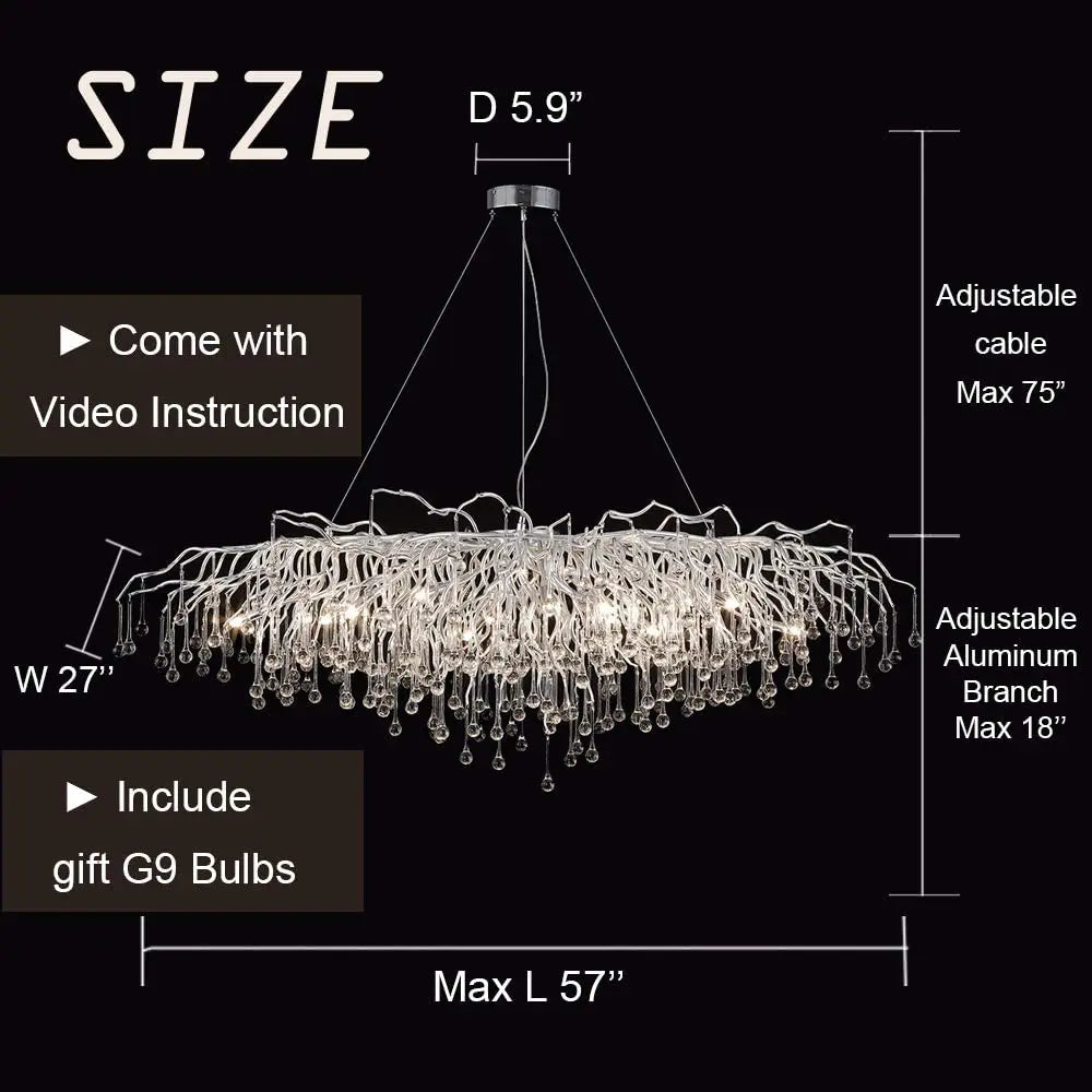 Crystal Chandelier with Raindrop Crystals - Chandelier