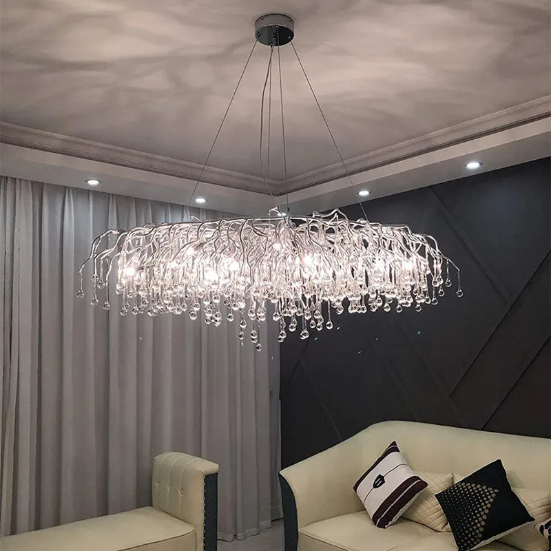 Crystal Chandelier with Raindrop Crystals - Chandelier