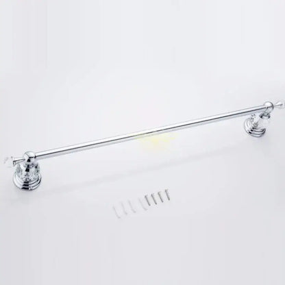 Chrome finished towel bar with crystal chrome towel faceted accents and decorative mounting hardware by decorbites crystal chrome