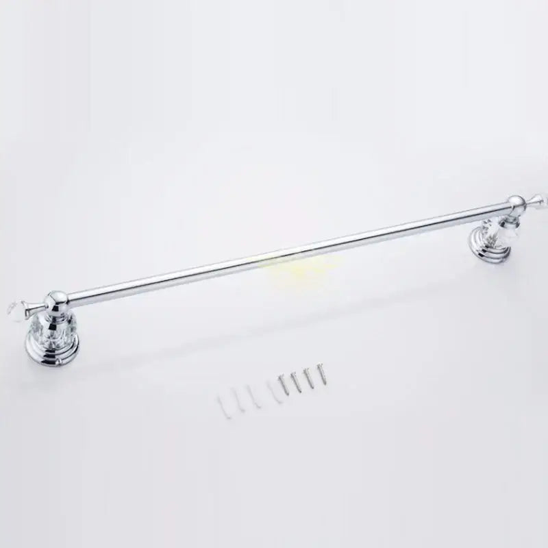 Chrome finished towel bar with crystal chrome towel faceted accents and decorative mounting hardware by decorbites crystal chrome
