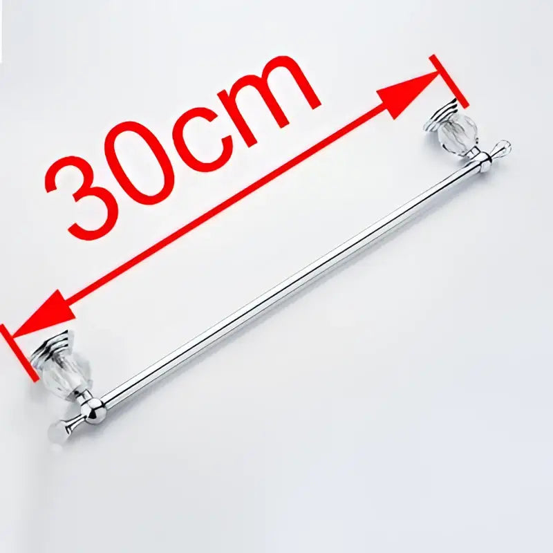 Crystal chrome towel bar with chrome finish and faceted decorbites crystal end caps for bathroom decor