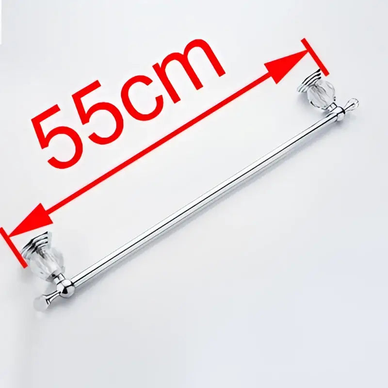 Crystal chrome towel bar with faceted decorbites crystal chrome end caps measuring 55cm for bathroom use