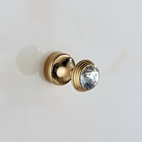 Gold-toned spherical crystal chrome wall hook with clear crystal accent from decorbites crystal chrome wall set