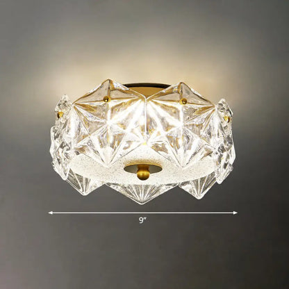 DecorBites™ DecorBites™ Modernidad Cristalina: Lámpara de techo LED redonda empotrada con diseño hexagonal de cristal para la sala de estar 