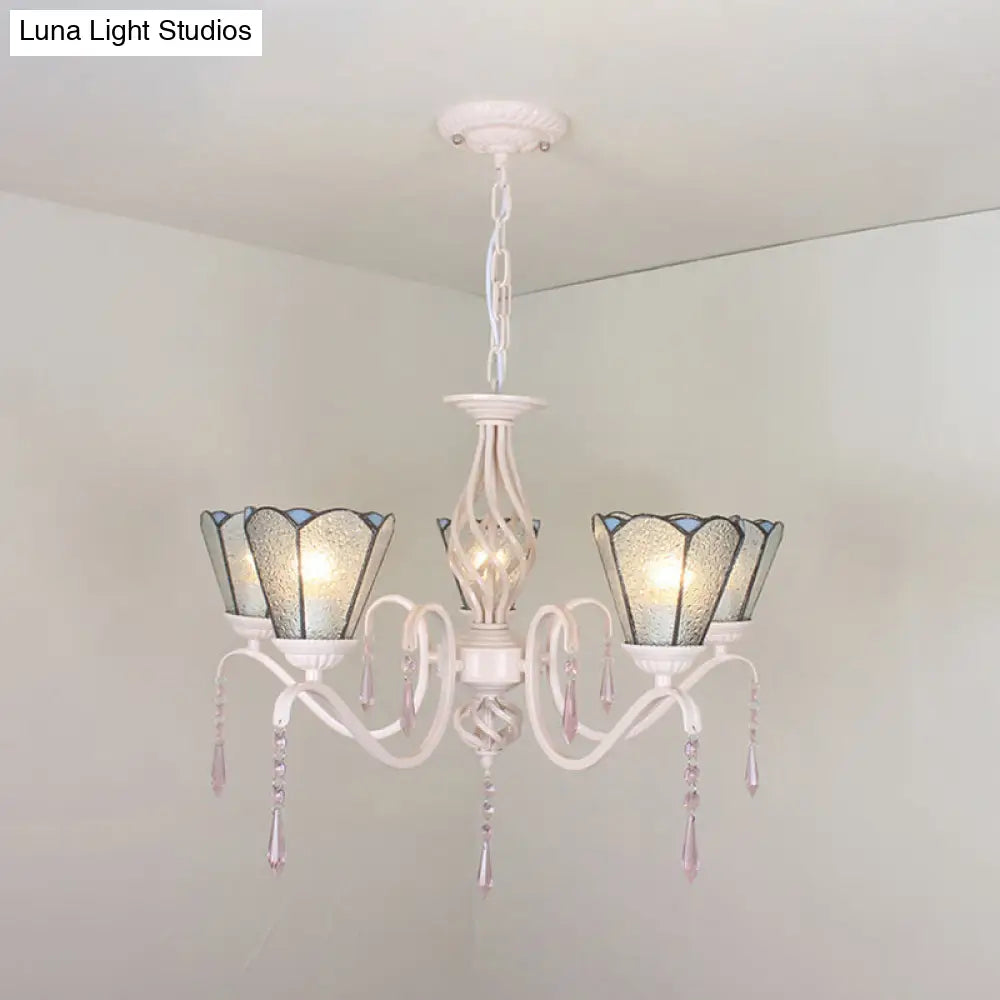 Crystal Cone Chandelier with 5 Clear Glass Lights - Elegant Tradition Pendant for Stairways