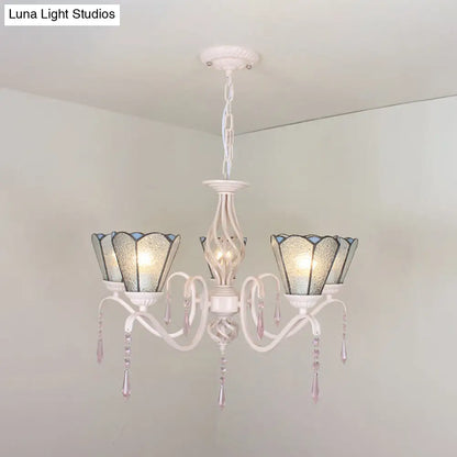 Crystal Cone Chandelier with 5 Clear Glass Lights - Elegant Tradition Pendant for Stairways