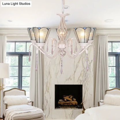 Crystal Cone Chandelier with 5 Clear Glass Lights - Elegant Tradition Pendant for Stairways