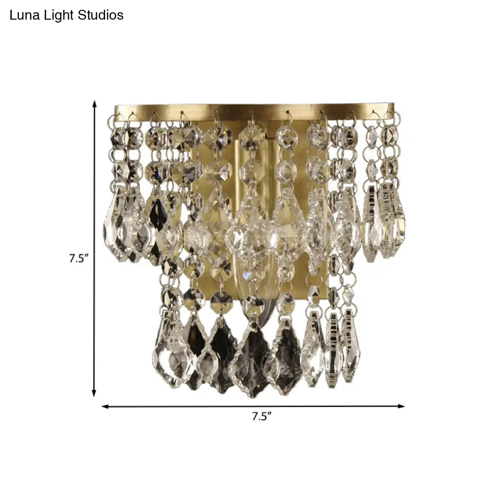 مصباح حائط كريستالي مع لمسات نحاسية - إضاءة لغرفة النوم أو الريف