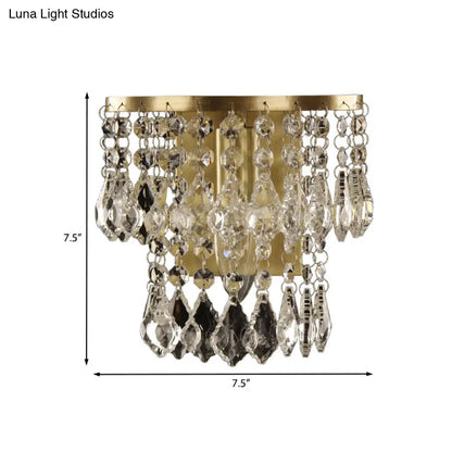 مصباح حائط كريستالي مع لمسات نحاسية - إضاءة لغرفة النوم أو الريف