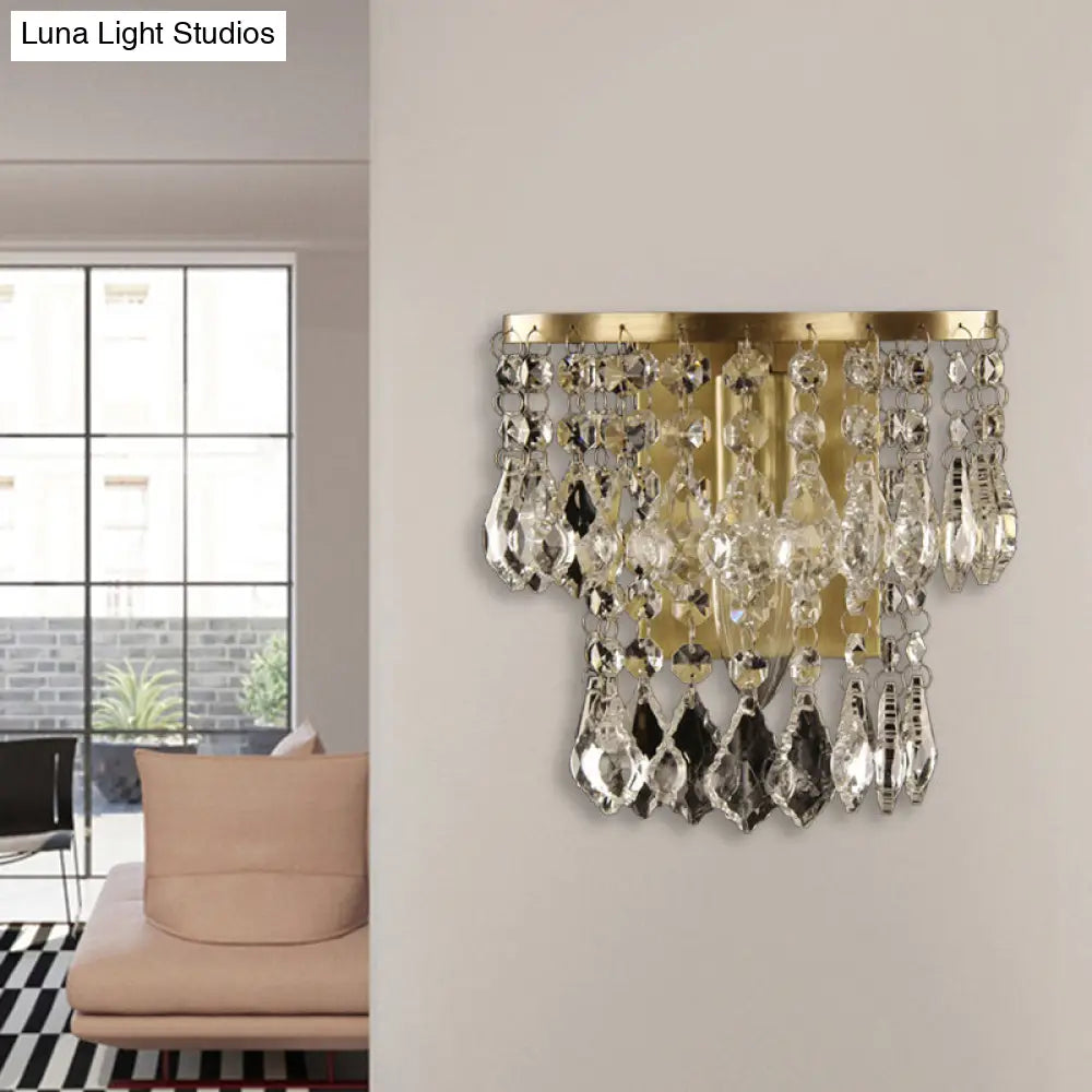 مصباح حائط كريستالي مع لمسات نحاسية - إضاءة لغرفة النوم أو الريف