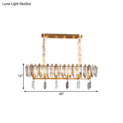 DecorBites™ Crystal Drop Island Lighting - 12 Heads, Modern Clear Oval Design for Dining Hall