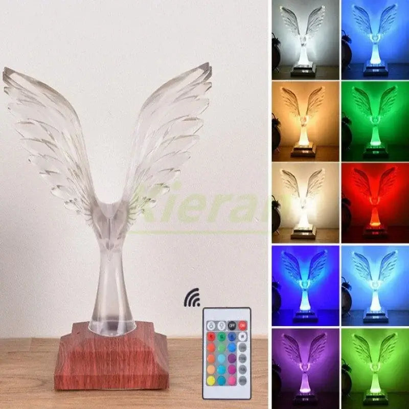Clear acrylic angel figurine with illuminated wings on wood base crystal eagle led table lamp for bedroom decorbites crystal eagle