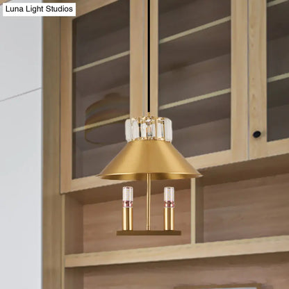 Crystal-Embedded Brass House Pendant Light for Bedroom - Elegant Single-Light Suspension Kit