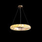 Crystal-Embedded LED Chandelier Ring Pendant Light for Living Room with Gold Finish