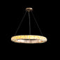 Crystal-Embedded LED Chandelier Ring Pendant Light for Living Room with Gold Finish