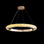 Crystal-Embedded LED Chandelier Ring Pendant Light for Living Room with Gold Finish