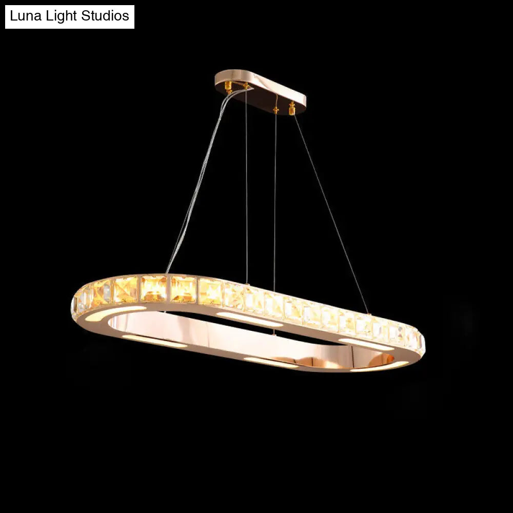 Crystal-Embedded LED Chandelier Ring Pendant Light for Living Room with Gold Finish