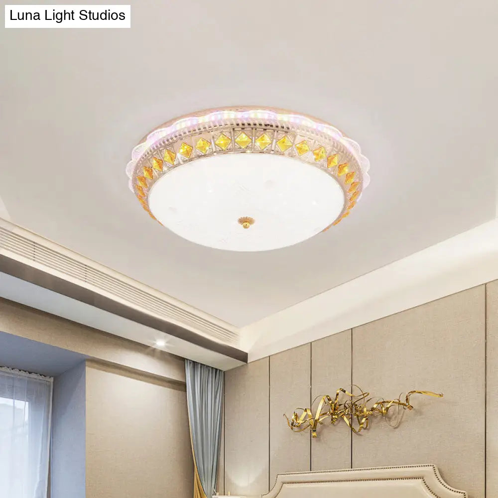 DecorBites™ DecorBites™ Crystal-Embedded LED Flush Mount Ceiling Light in Gold - Classic Bowl Design