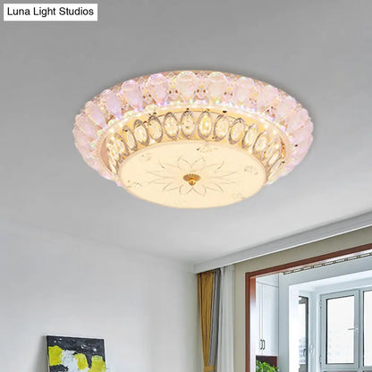 DecorBites™ DecorBites™ Crystal-Embedded LED Flush Mount Ceiling Light in Gold - Classic Bowl Design