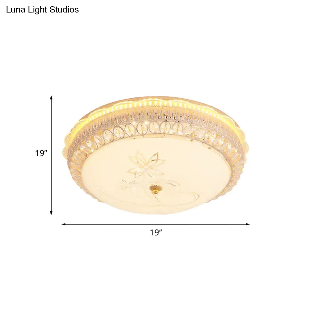 DecorBites™ DecorBites™ Crystal-Embedded LED Flush Mount Ceiling Light in Gold - Classic Bowl Design