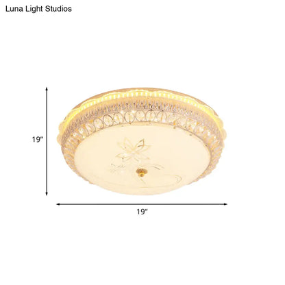 DecorBites™ DecorBites™ Crystal-Embedded LED Flush Mount Ceiling Light in Gold - Classic Bowl Design