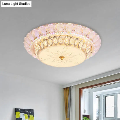 DecorBites™ DecorBites™ Crystal-Embedded LED Flush Mount Ceiling Light in Gold - Classic Bowl Design