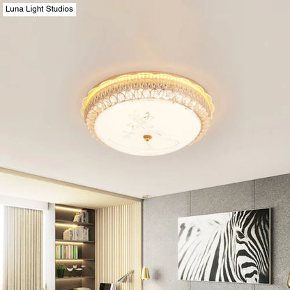 DecorBites™ DecorBites™ Crystal-Embedded LED Flush Mount Ceiling Light in Gold - Classic Bowl Design