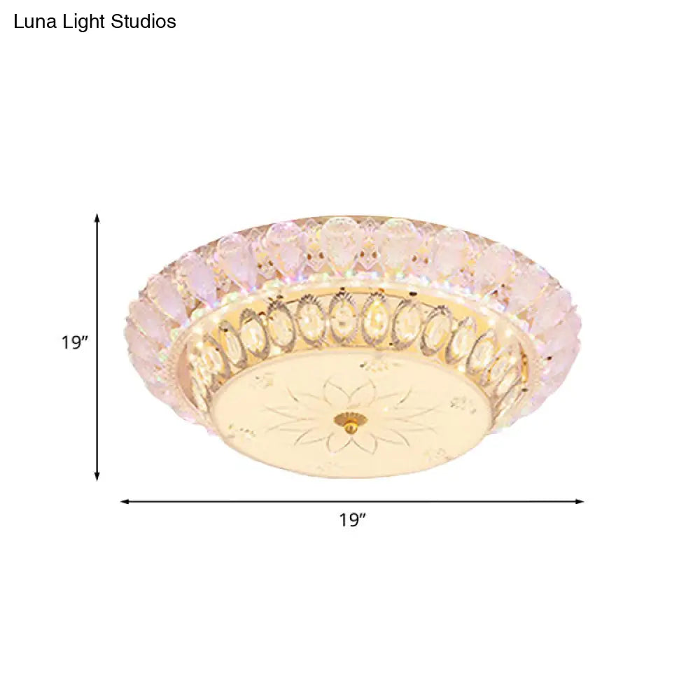 DecorBites™ DecorBites™ Crystal-Embedded LED Flush Mount Ceiling Light in Gold - Classic Bowl Design
