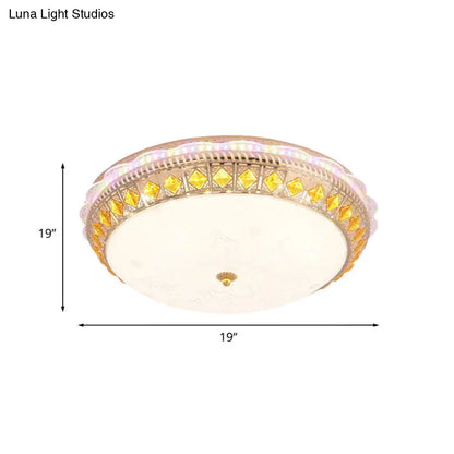 DecorBites™ DecorBites™ Crystal-Embedded LED Flush Mount Ceiling Light in Gold - Classic Bowl Design