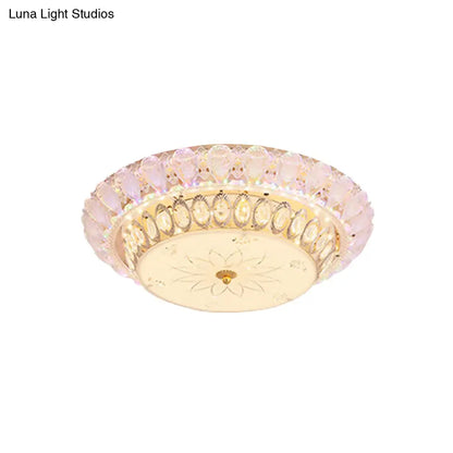 DecorBites™ DecorBites™ Crystal-Embedded LED Flush Mount Ceiling Light in Gold - Classic Bowl Design