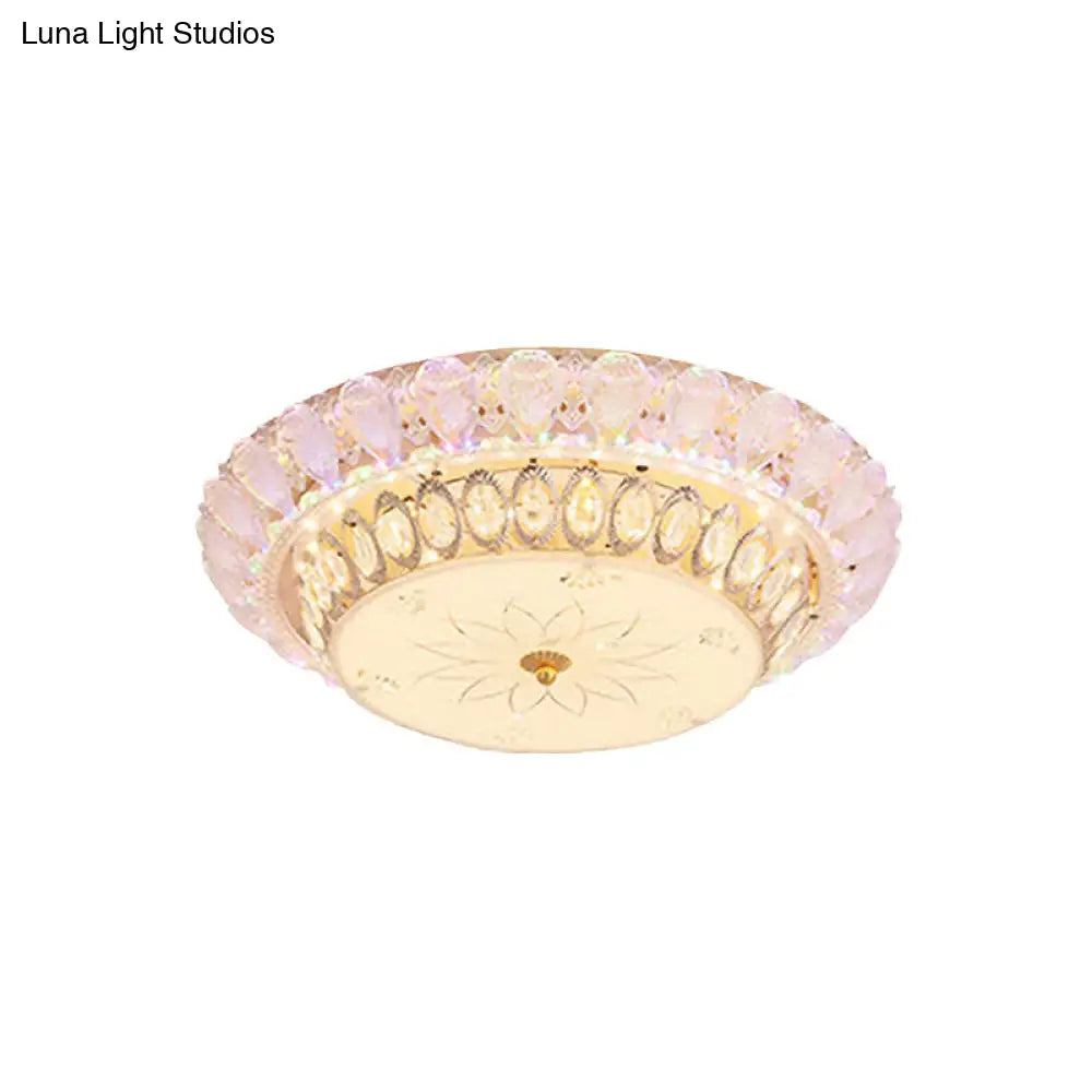DecorBites™ DecorBites™ Crystal-Embedded LED Flush Mount Ceiling Light in Gold - Classic Bowl Design