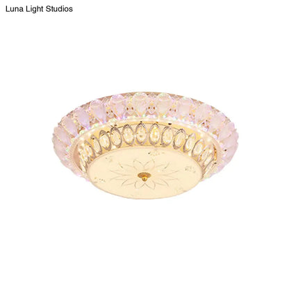 DecorBites™ DecorBites™ Crystal-Embedded LED Flush Mount Ceiling Light in Gold - Classic Bowl Design