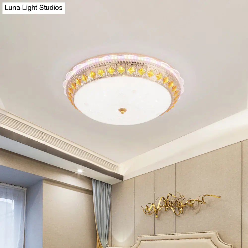 DecorBites™ DecorBites™ Crystal-Embedded LED Flush Mount Ceiling Light in Gold - Classic Bowl Design