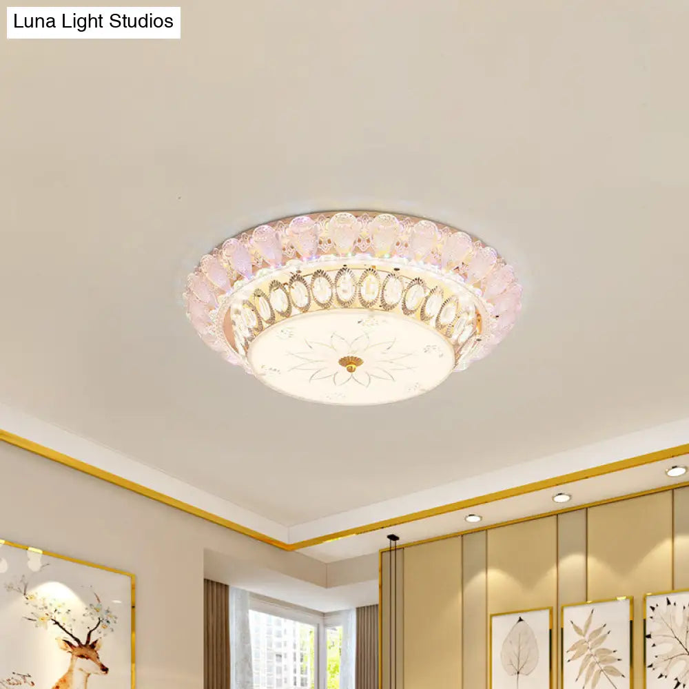 DecorBites™ DecorBites™ Crystal-Embedded LED Flush Mount Ceiling Light in Gold - Classic Bowl Design