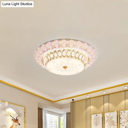 DecorBites™ DecorBites™ Crystal-Embedded LED Flush Mount Ceiling Light in Gold - Classic Bowl Design