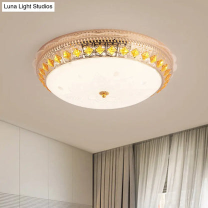 DecorBites™ DecorBites™ Crystal-Embedded LED Flush Mount Ceiling Light in Gold - Classic Bowl Design