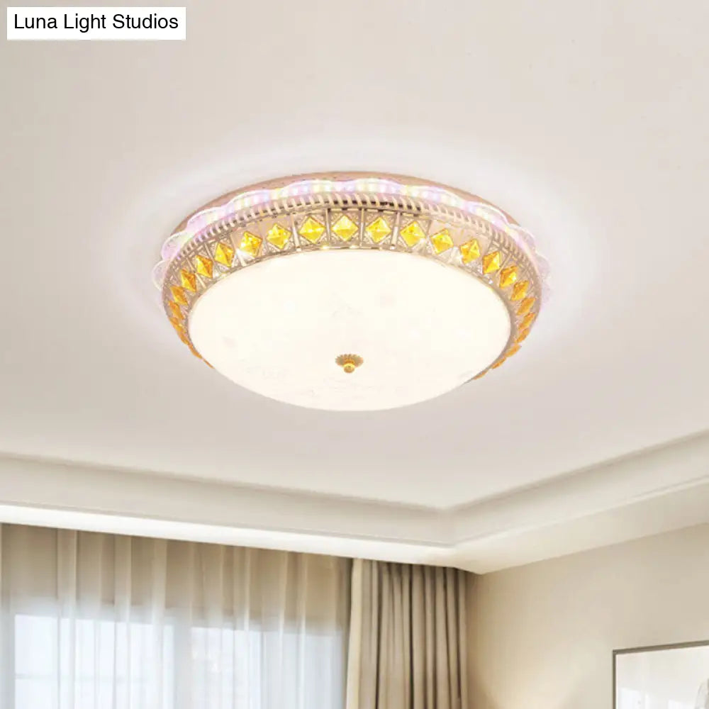 DecorBites™ DecorBites™ Crystal-Embedded LED Flush Mount Ceiling Light in Gold - Classic Bowl Design
