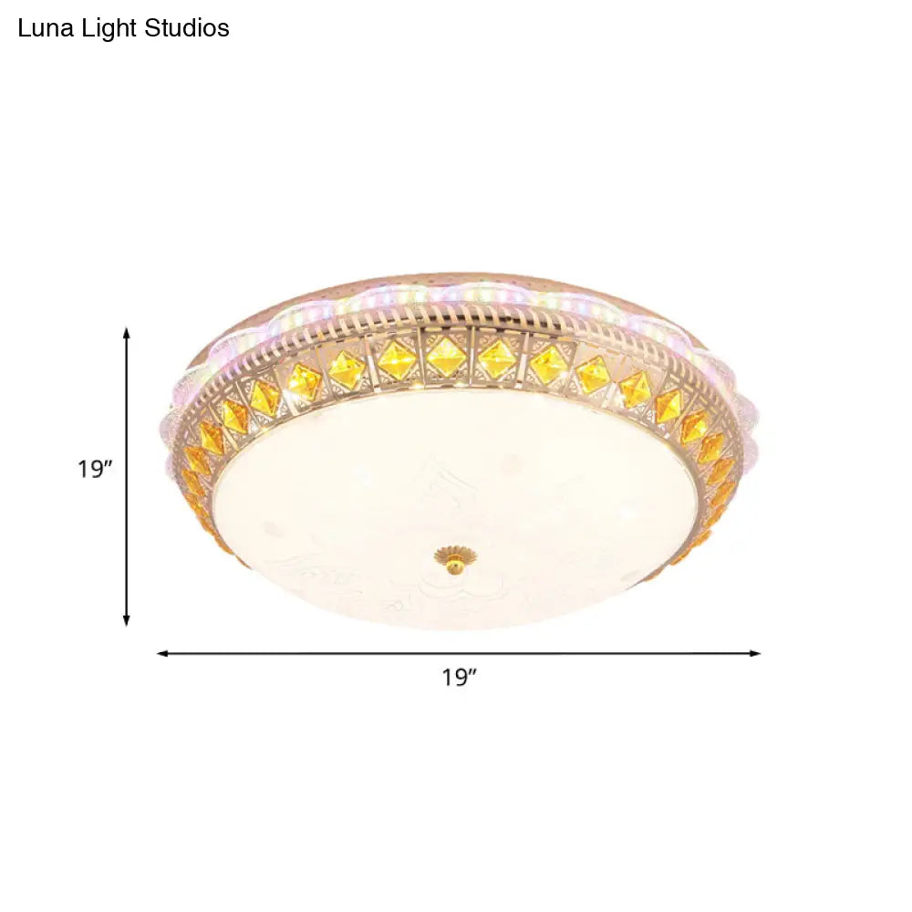 DecorBites™ DecorBites™ Crystal-Embedded LED Flush Mount Ceiling Light in Gold - Classic Bowl Design