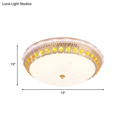 DecorBites™ DecorBites™ Crystal-Embedded LED Flush Mount Ceiling Light in Gold - Classic Bowl Design