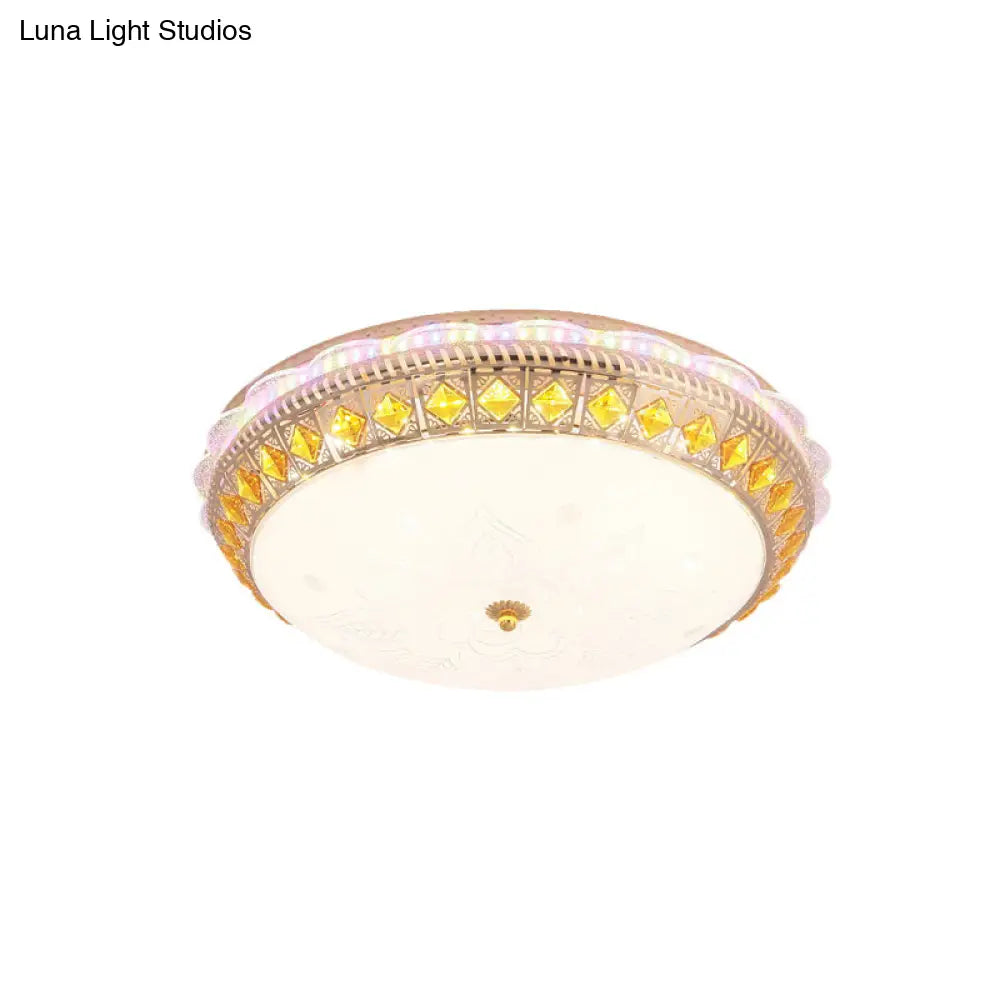 DecorBites™ DecorBites™ Crystal-Embedded LED Flush Mount Ceiling Light in Gold - Classic Bowl Design