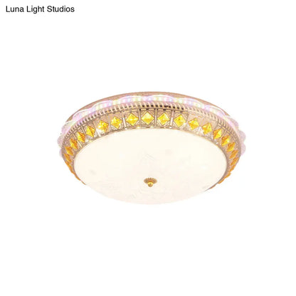 DecorBites™ DecorBites™ Crystal-Embedded LED Flush Mount Ceiling Light in Gold - Classic Bowl Design