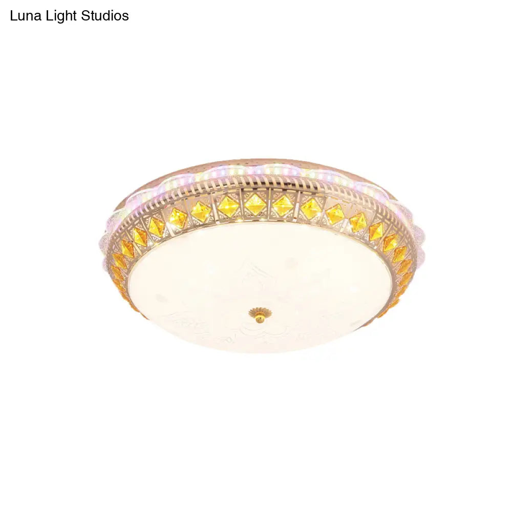 DecorBites™ DecorBites™ Crystal-Embedded LED Flush Mount Ceiling Light in Gold - Classic Bowl Design