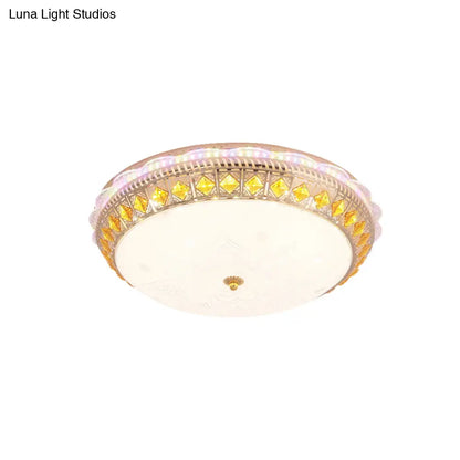 DecorBites™ DecorBites™ Crystal-Embedded LED Flush Mount Ceiling Light in Gold - Classic Bowl Design