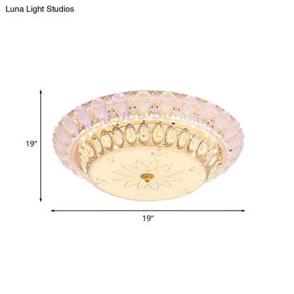 DecorBites™ DecorBites™ Crystal-Embedded LED Flush Mount Ceiling Light in Gold - Classic Bowl Design