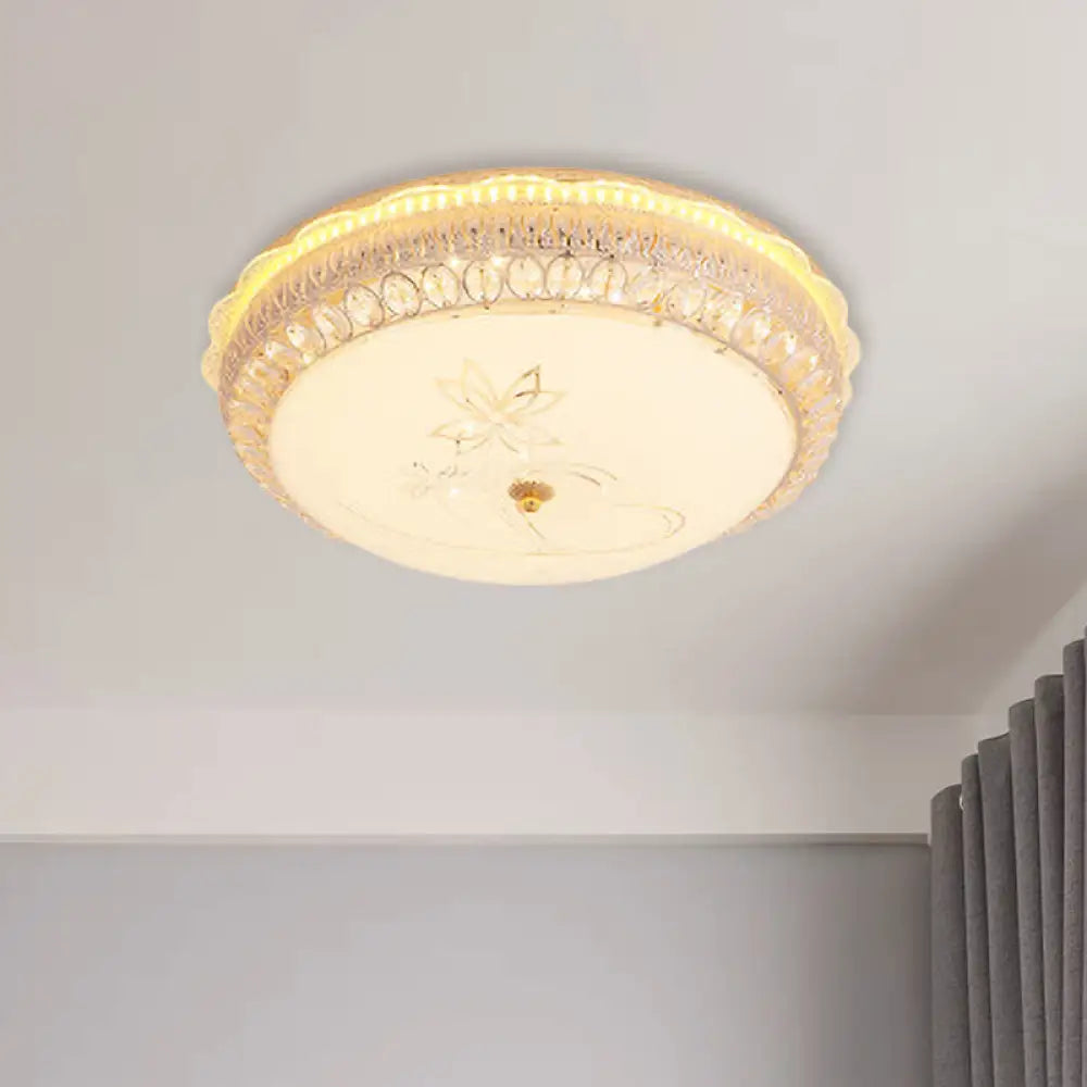 DecorBites™ DecorBites™ Crystal-Embedded LED Flush Mount Ceiling Light in Gold - Classic Bowl Design