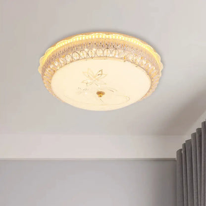 DecorBites™ DecorBites™ Crystal-Embedded LED Flush Mount Ceiling Light in Gold - Classic Bowl Design