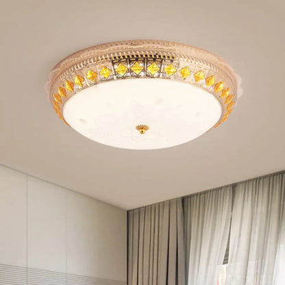 DecorBites™ DecorBites™ Crystal-Embedded LED Flush Mount Ceiling Light in Gold - Classic Bowl Design