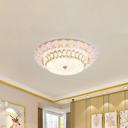 DecorBites™ DecorBites™ Crystal-Embedded LED Flush Mount Ceiling Light in Gold - Classic Bowl Design