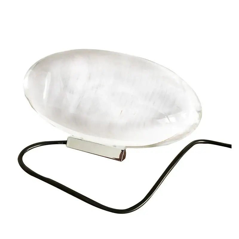 Translucent oval crystal eye sky led table lamp with chrome base and black cord for bedroom decorbites crystal eye projector